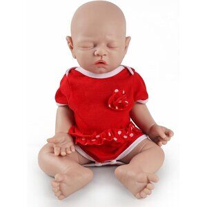 🆕12 inch Full Body Silicone Baby Dolls Sleeping Hairless Baby Girl with Clothes